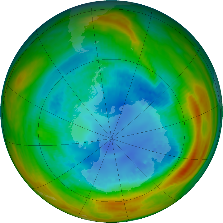 Antarctic ozone map for 26 August 1984